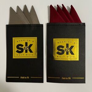 Men's Pocket Square Set - Red and Gray